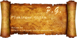 Plakinger Gitta névjegykártya